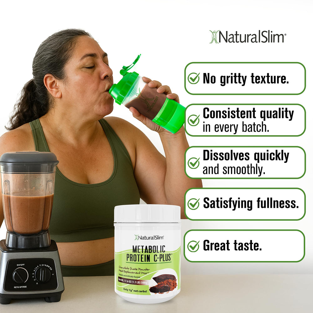Scoop dissolving into water to form a creamy NaturalSlim shake