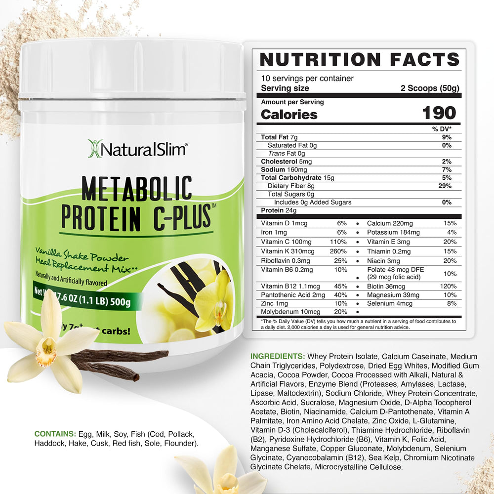 NaturalSlim Metabolic Protein C-Plus scoop on blender ready for quick mix