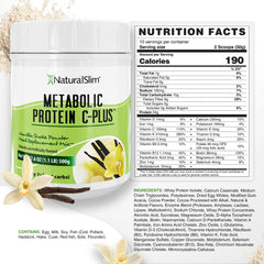 NaturalSlim Metabolic Protein C-Plus scoop on blender ready for quick mix