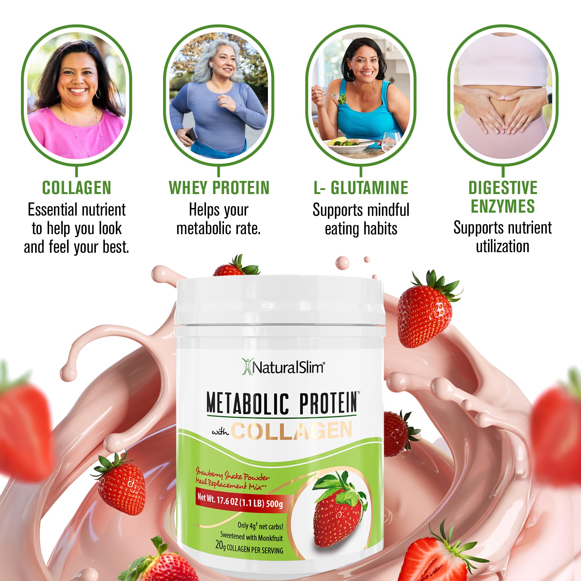 NaturalSlim nutrition label highlights collagen and low carb ingredients