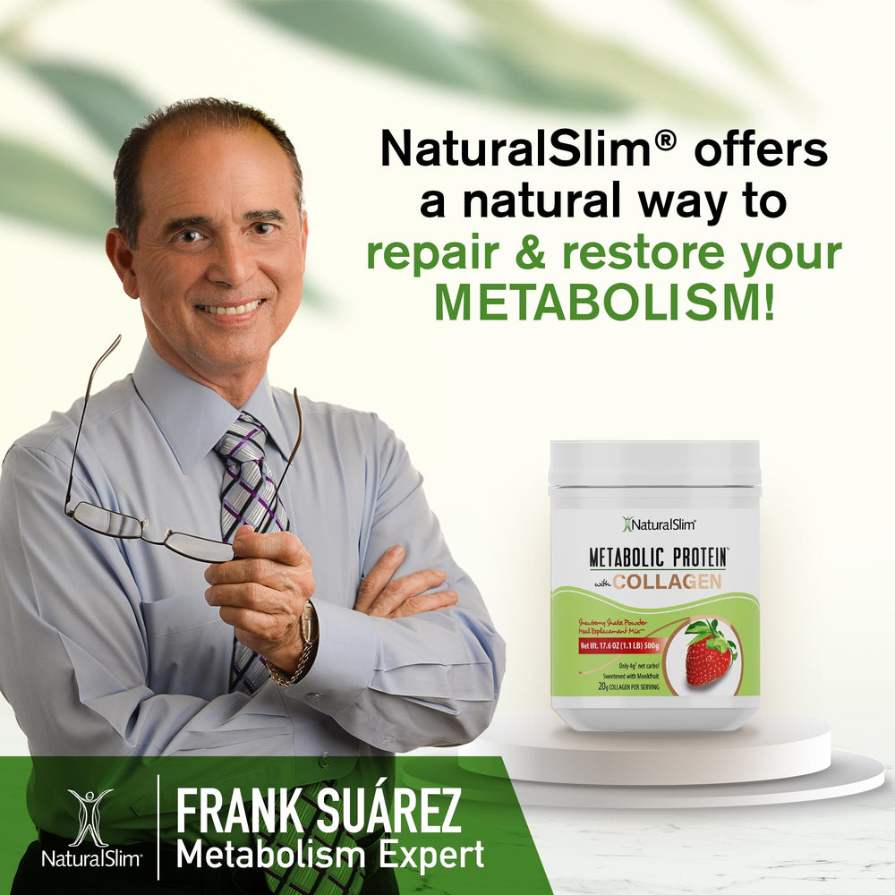 NaturalSlim serving on counter ready for a protein shake