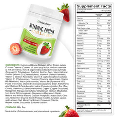 NaturalSlim Metabolic Protein strawberry powder in jar for smooth shakes