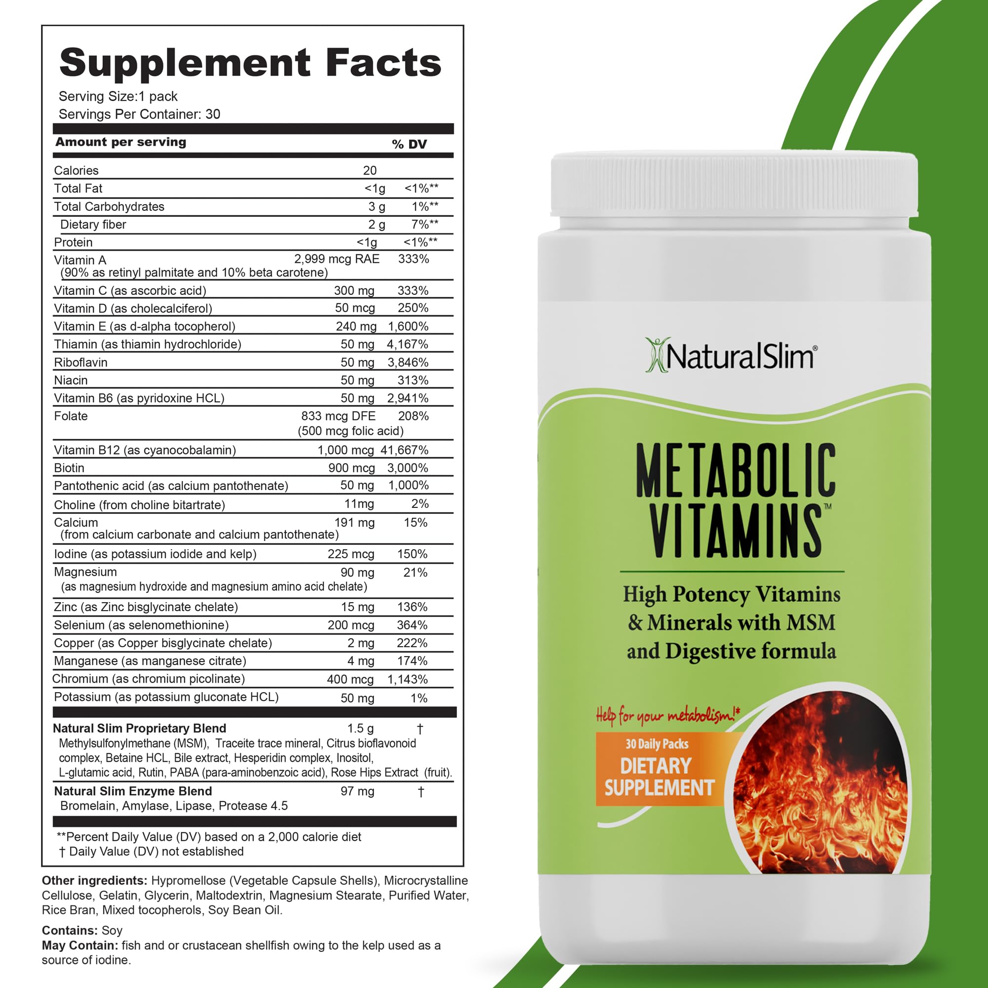 NaturalSlim Metabolic Vitamins packaging close-up showcases 30 packets