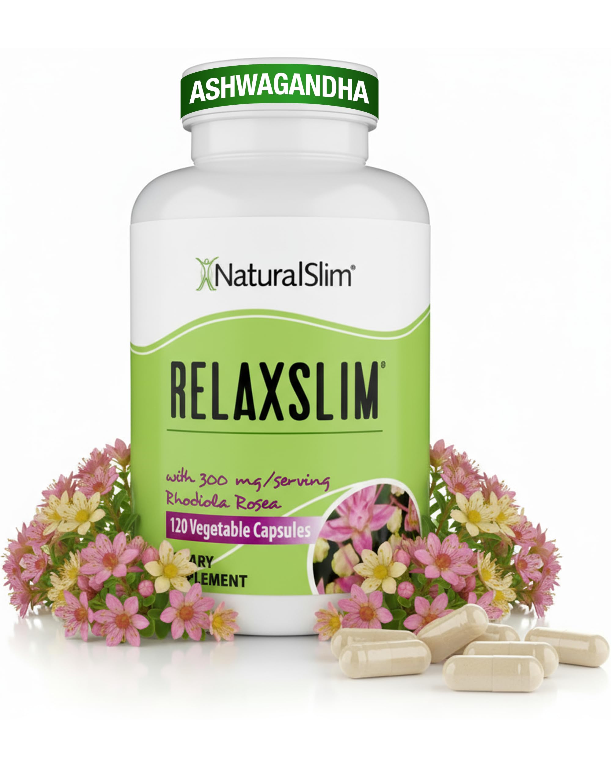 NaturalSlim Relaxslim bottle front with capsules for energy