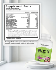 Relaxslim capsules poured for daily energy and mood support