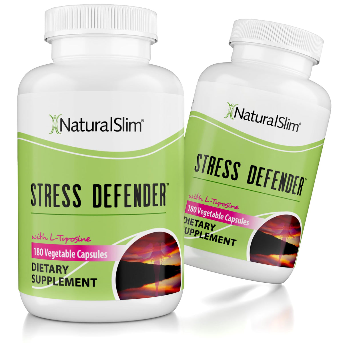 NaturalSlim Stress Defender bottle for daily stress support in a 2-pack.