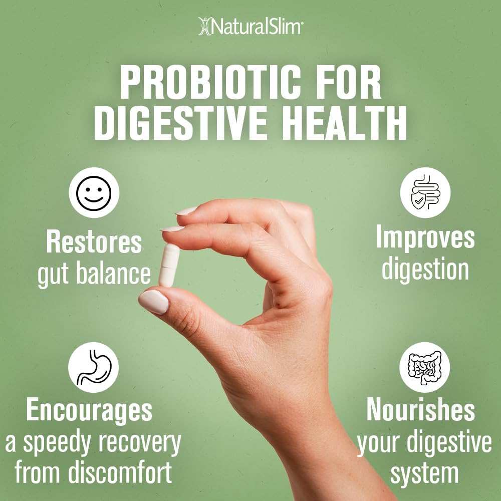 NaturalSlim vegetarian packaging communicates plant-based probiotic option.
