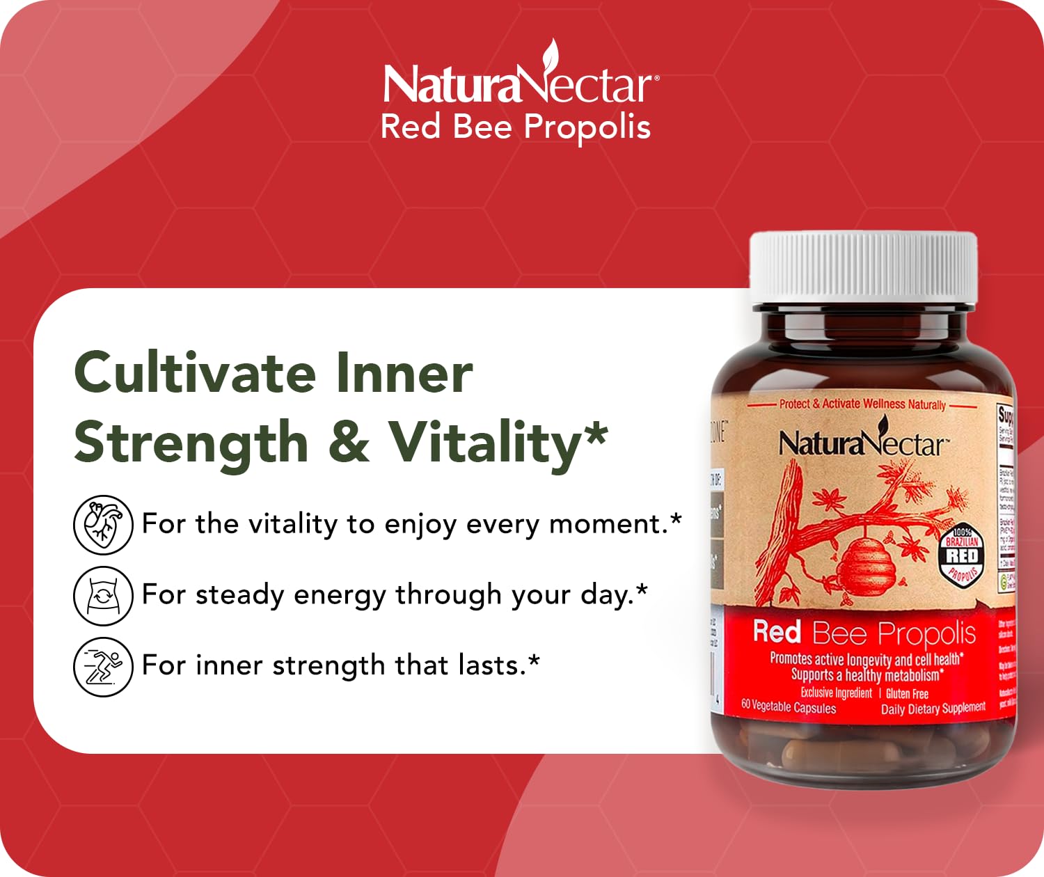 Gluten-free label on NaturaNectar bottle appealing to dietary preferences.
