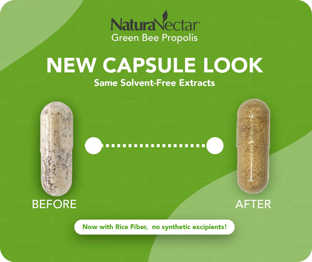 NaturaNectar Green Bee Propolis label highlights NSF contents certification for purity.