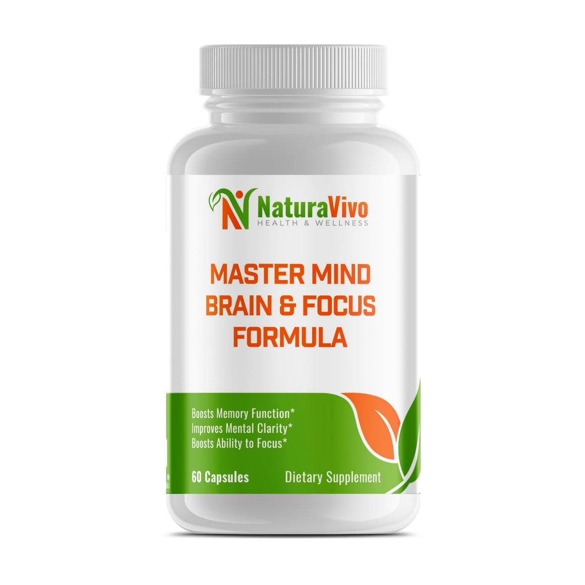 Naturavivo Master Mind bottle open highlighting focus-supporting nootropic formula.