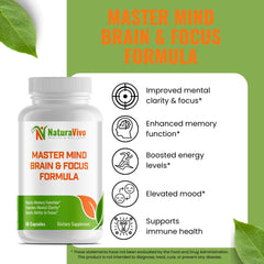 Naturavivo Master Mind capsules closeup for sustained energy without jitters.