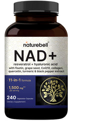 NatureBell NAD+ Complex bottle front showing a premium NMN supplement for daily energy support.