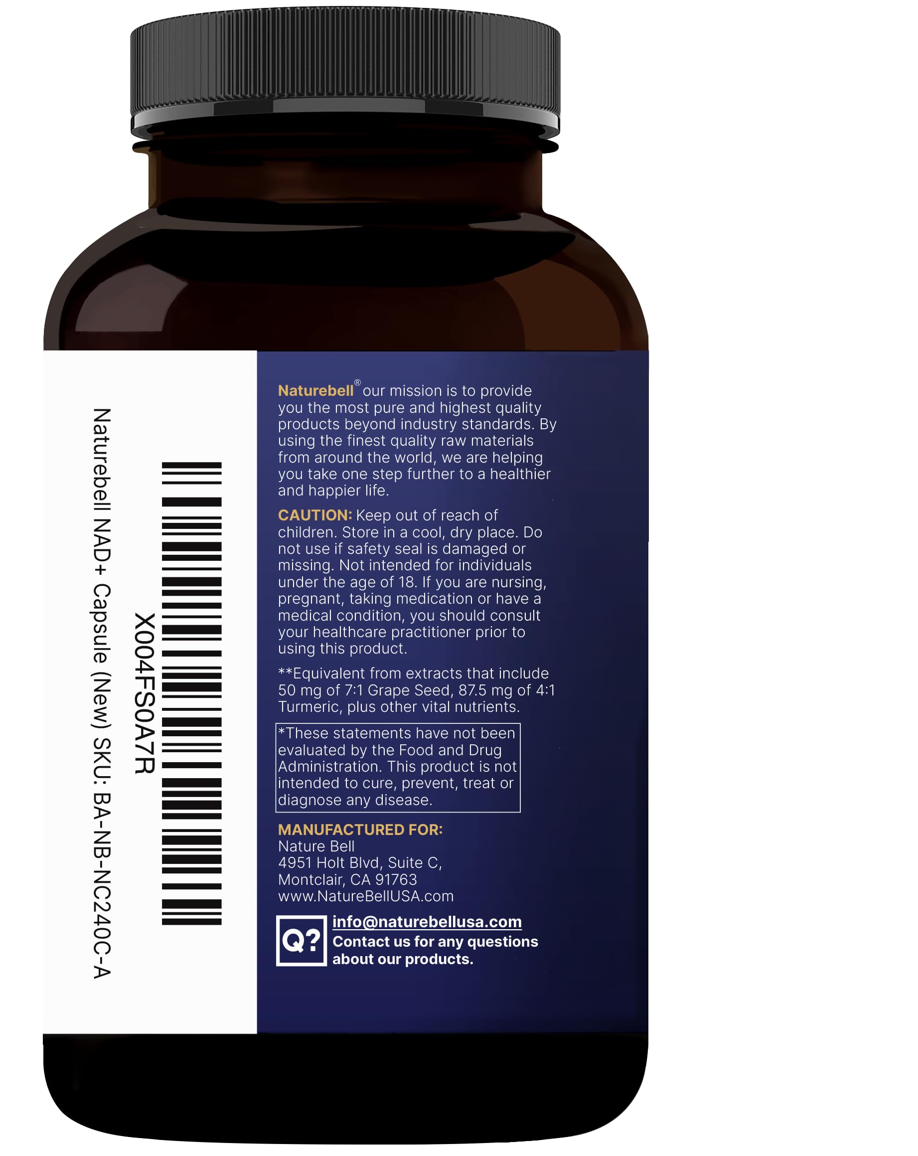 Hyaluronic acid detail in NatureBell NAD+ Complex suggesting skin and joint nourishment.