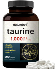 NatureBell Taurina 1000 mg, cápsulas fáciles de tomar para energía diaria.