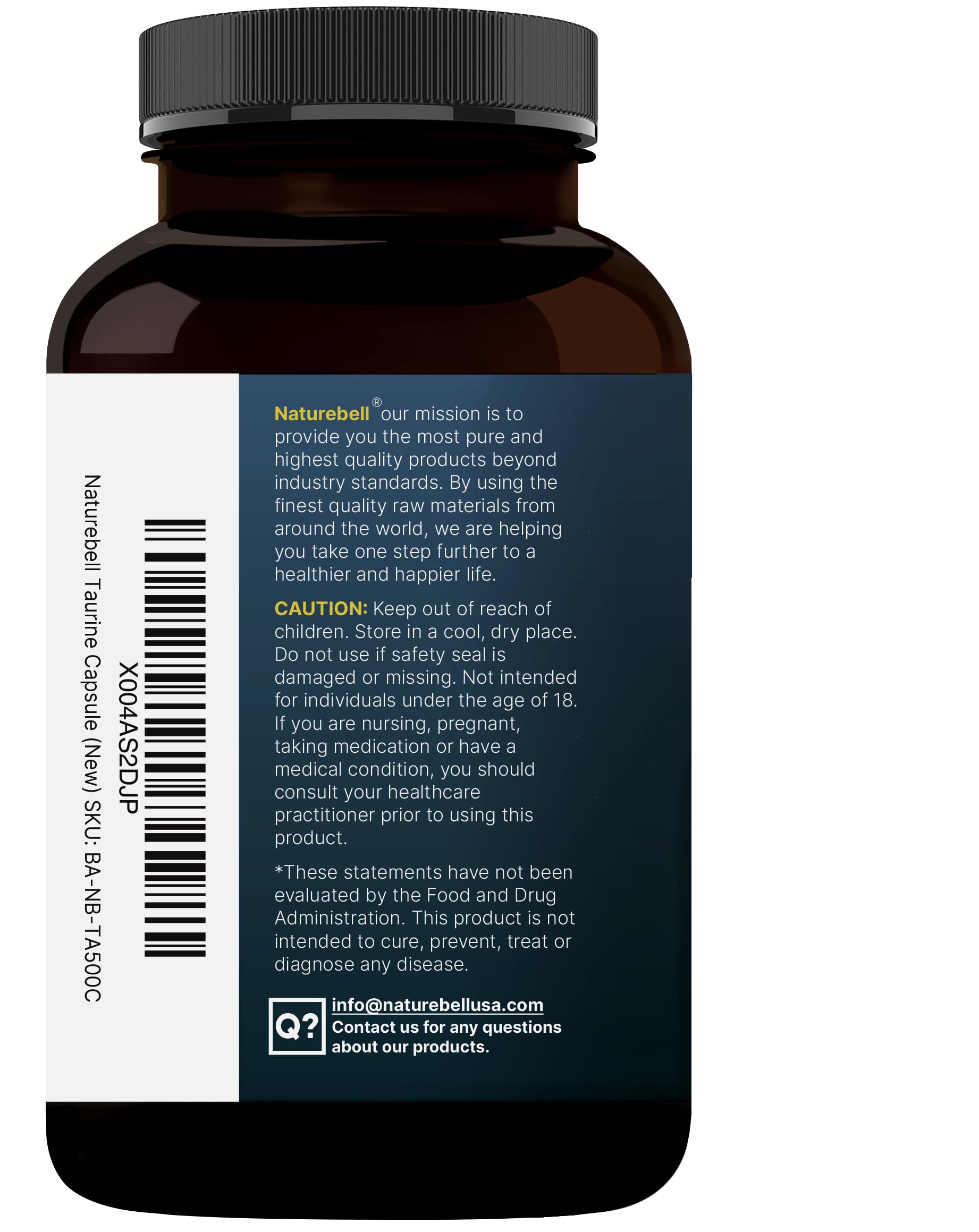 Taurina NatureBell sin gluten ni OGM, ideal para dietas limpias.
