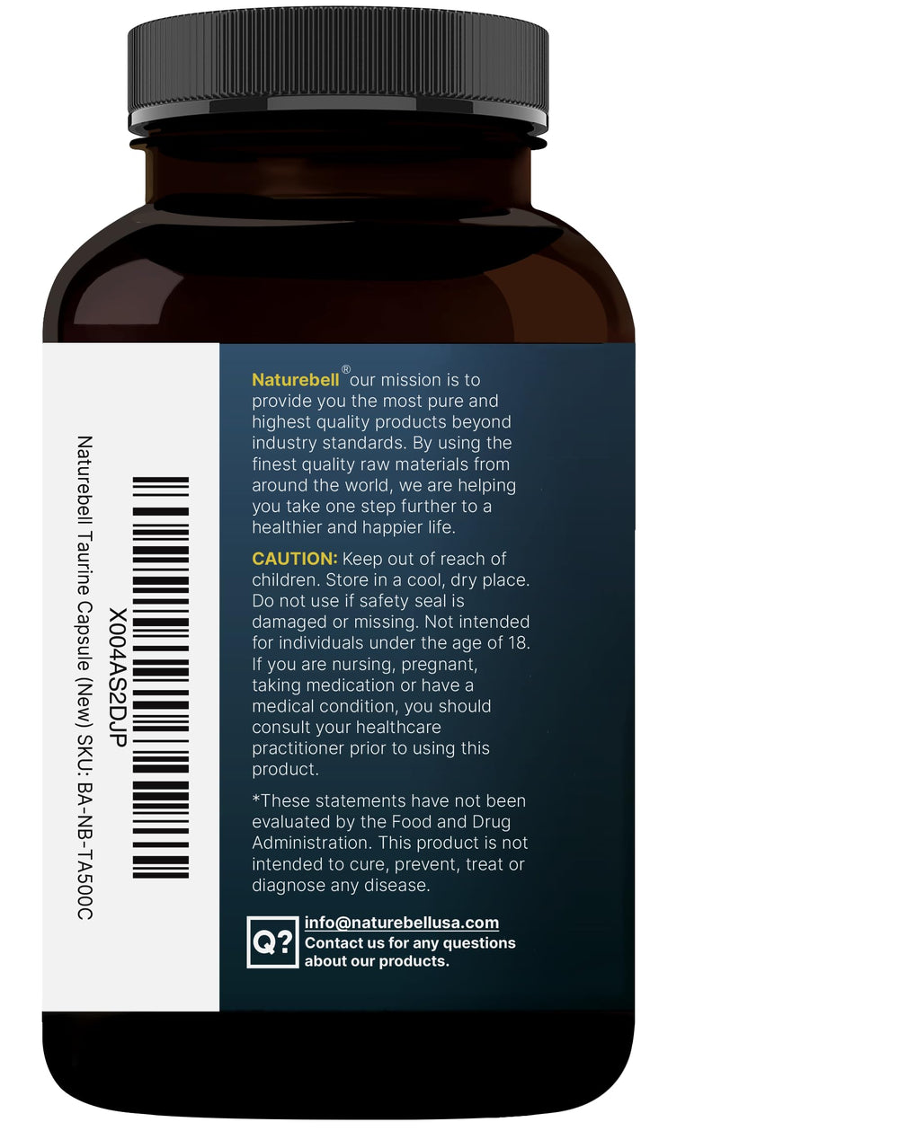 Taurina NatureBell sin gluten ni OGM, ideal para dietas limpias.
