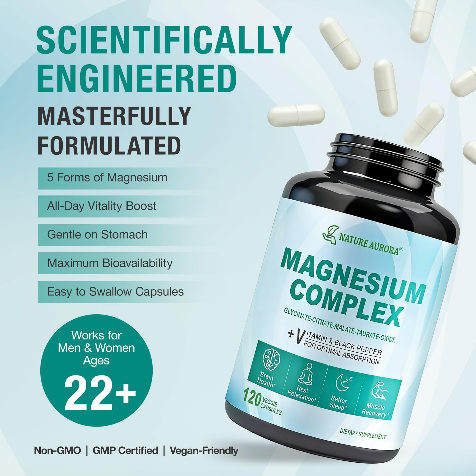 Evening relaxation scene with Nature Aurora magnesium complex bottle