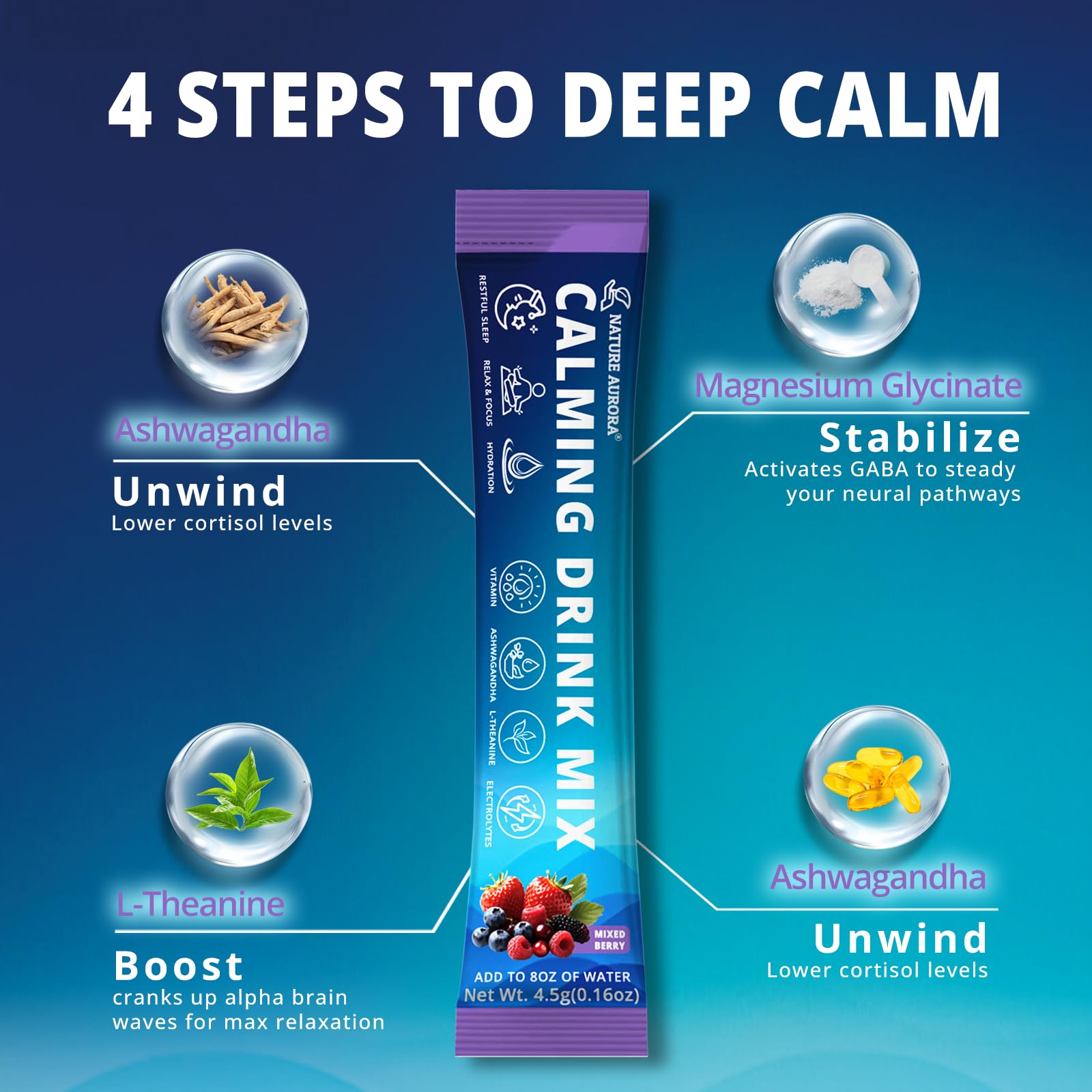 Nature Aurora pour cortisol powder into water for easy calm energy boost