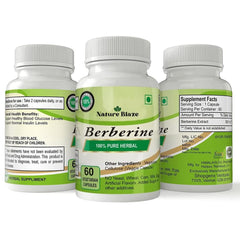 Close-up of Nature Blaze Berberine capsules showing smooth herbal capsules.