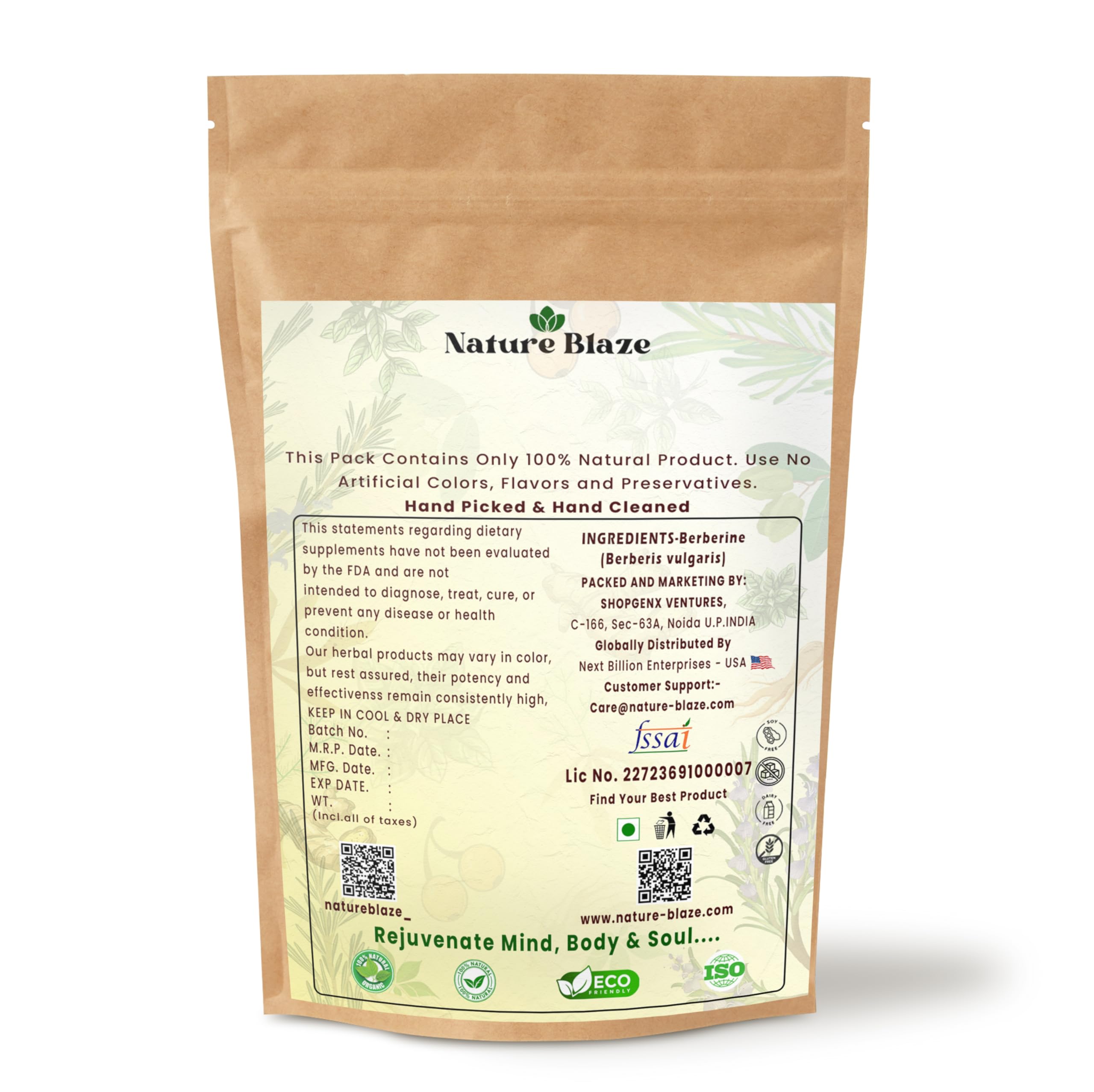 Nature Blaze berberine extract bottle pour for easy dosing and consistency.