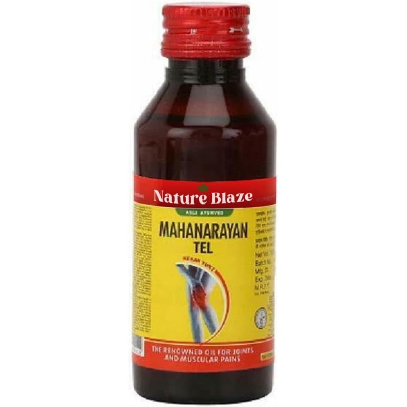 Nature Blaze Mahanarayan Taila being massaged into skin after cleansing