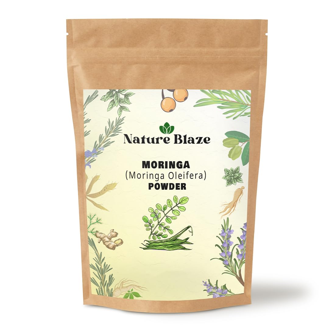 Nature Blaze Organic Moringa powder jar ready for daily smoothies