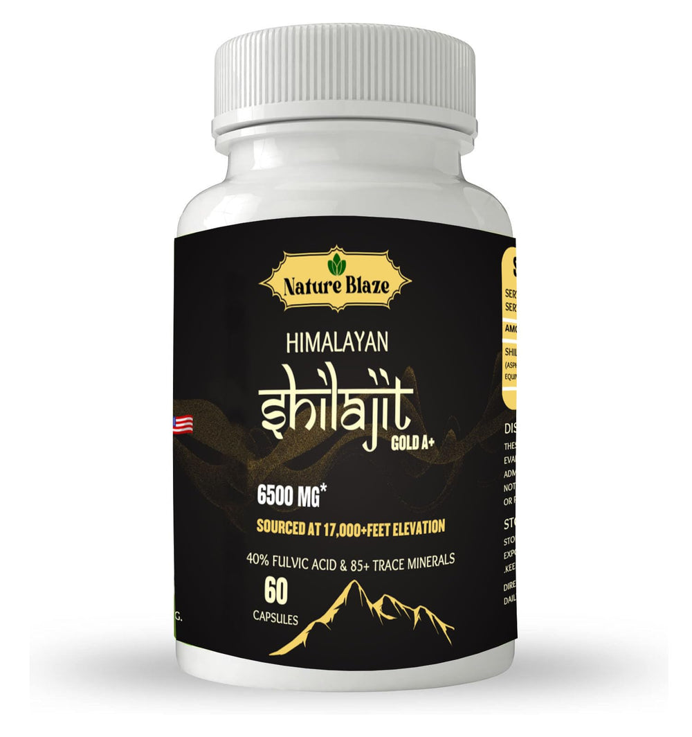 Nature Blaze Shilajit capsules bottle — convenient daily supplement.