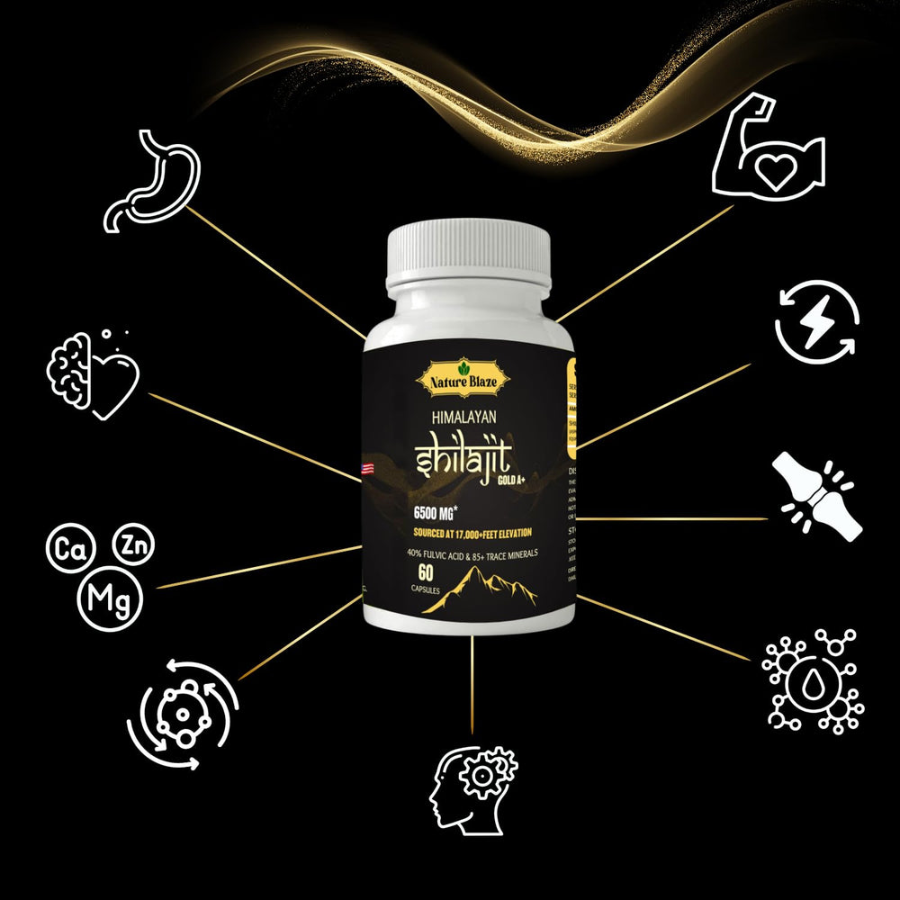 Nature Blaze Shilajit capsules on table — daily routine ready.