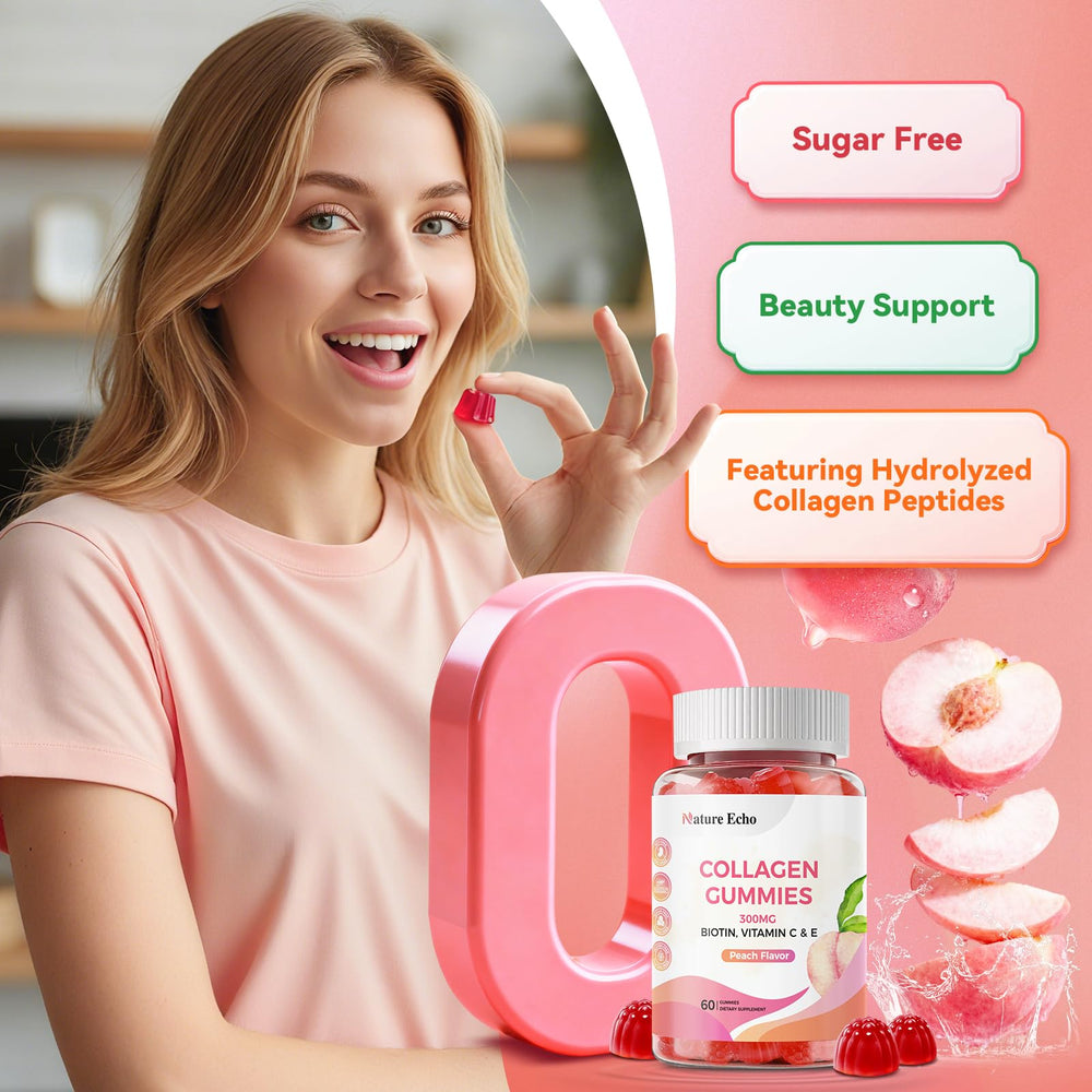 Nature Echo Collagen Gummies daily dosage guide showing two gummies per day.