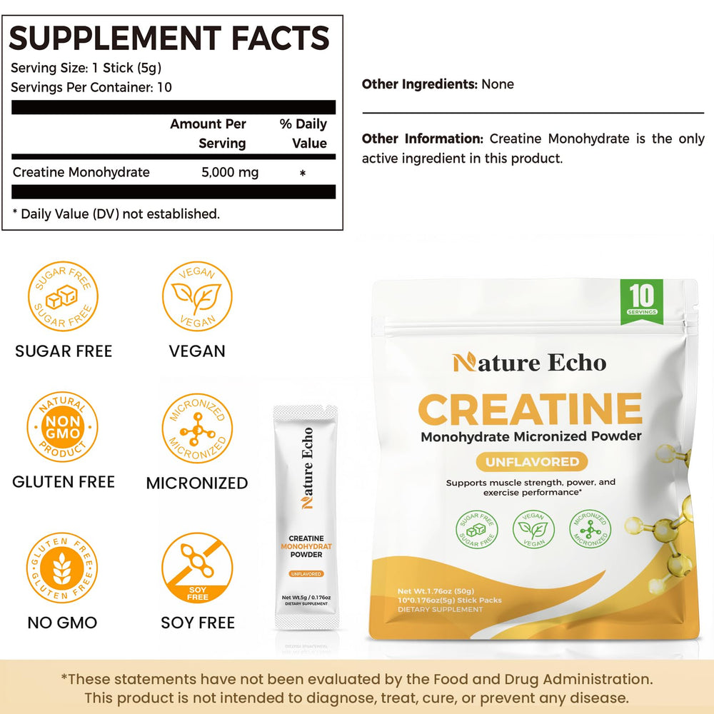Nature Echo Creatine dissolves quickly in liquids for smooth shakes.