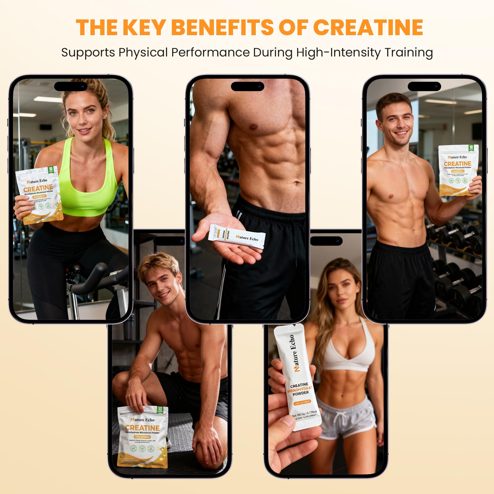 Nature Echo vegan, sugar-free creatine suitable for various diets and routines.