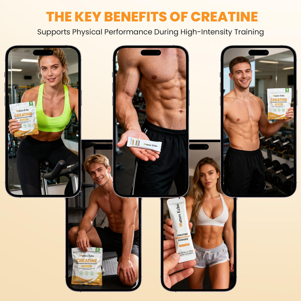 Nature Echo vegan, sugar-free creatine suitable for various diets and routines.