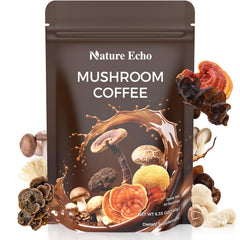 Nature Echo Mushroom Coffee jar front for a focused morning boost.