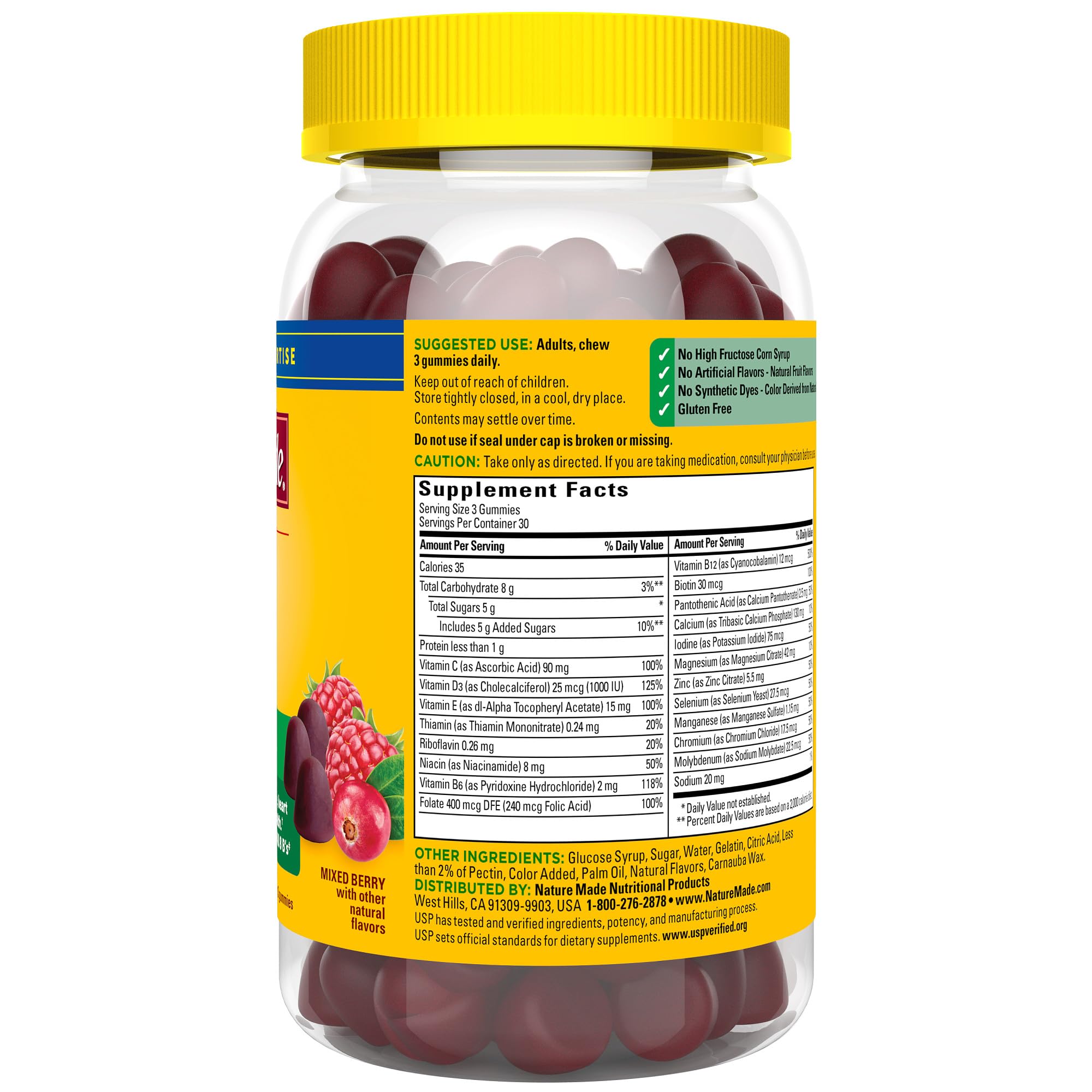 Nature Made Advanced Multivitamin Gummies bottle shows 30 day supply