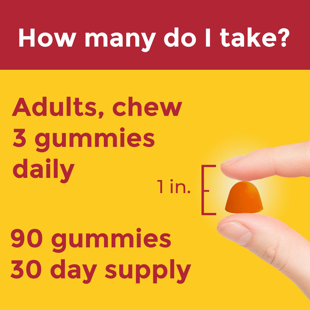 Nature Made bottle open to reveal gummies ready for daily use.