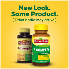 Nature Made B-Complex caplets poured into a glass for daily use.