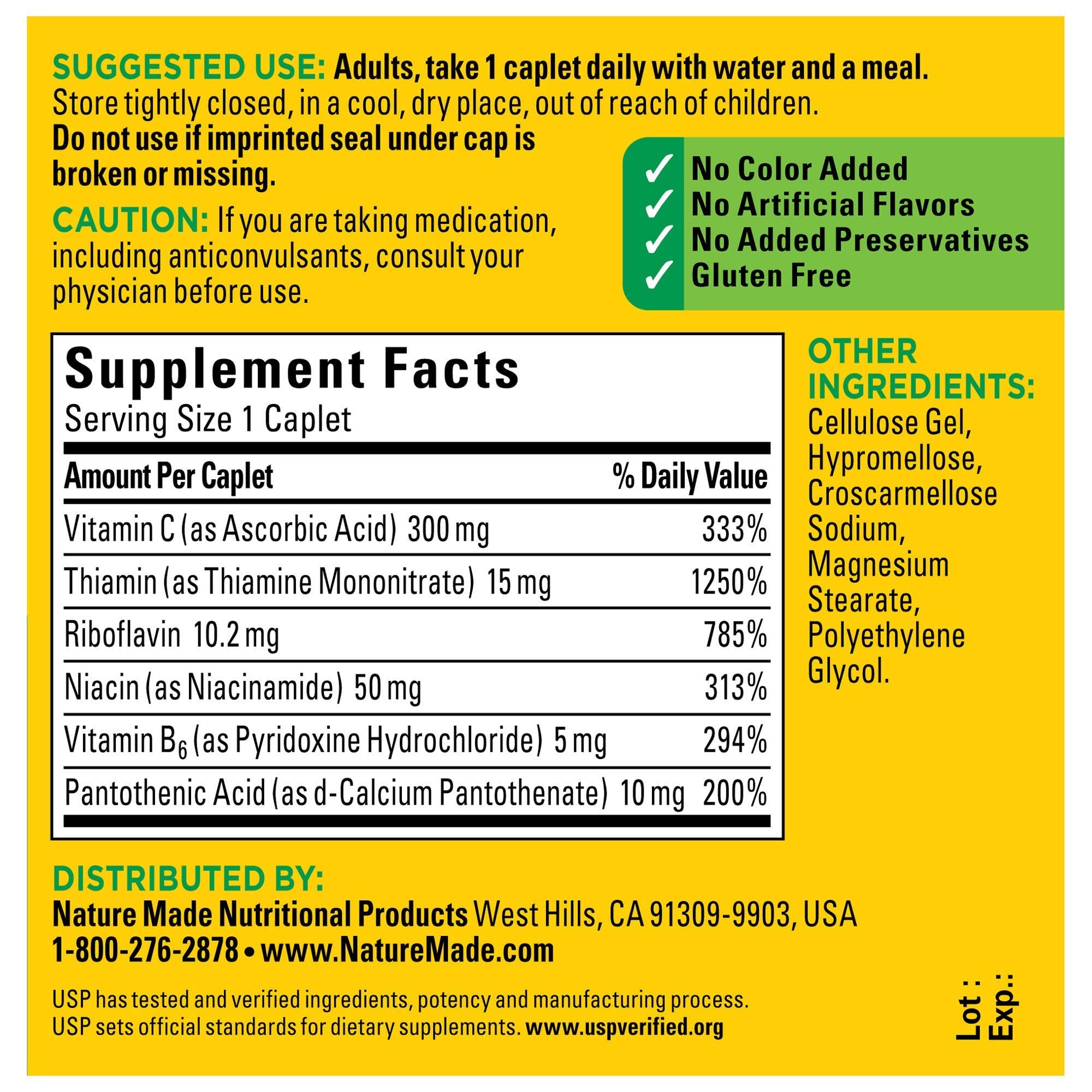 Front label view of Nature Made B-Complex with Vitamin C.