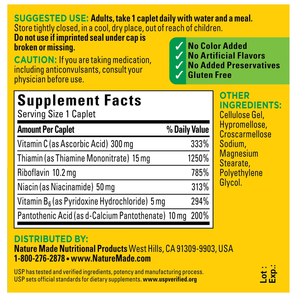 Front label view of Nature Made B-Complex with Vitamin C.