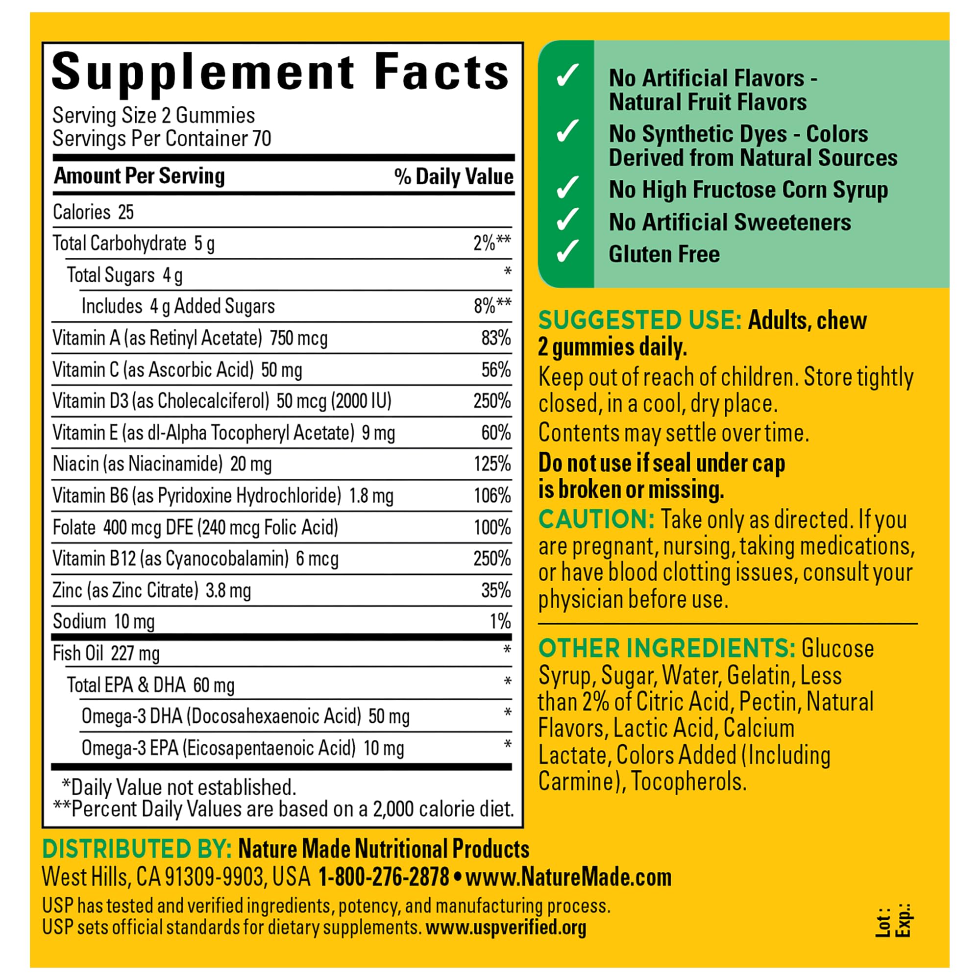 B vitamins, zinc and omega-3s in one gummy for daily wellness.