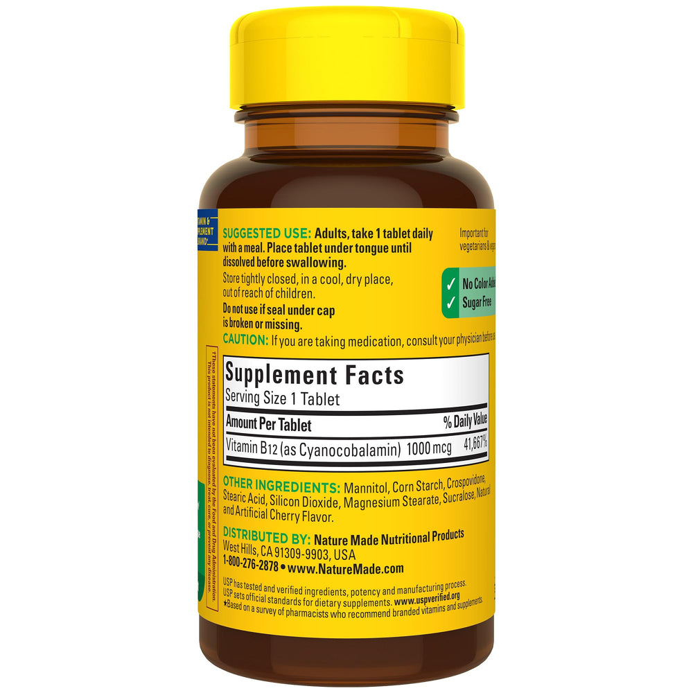Nature Made B12 1000 mcg close-up pill with energy vibe.