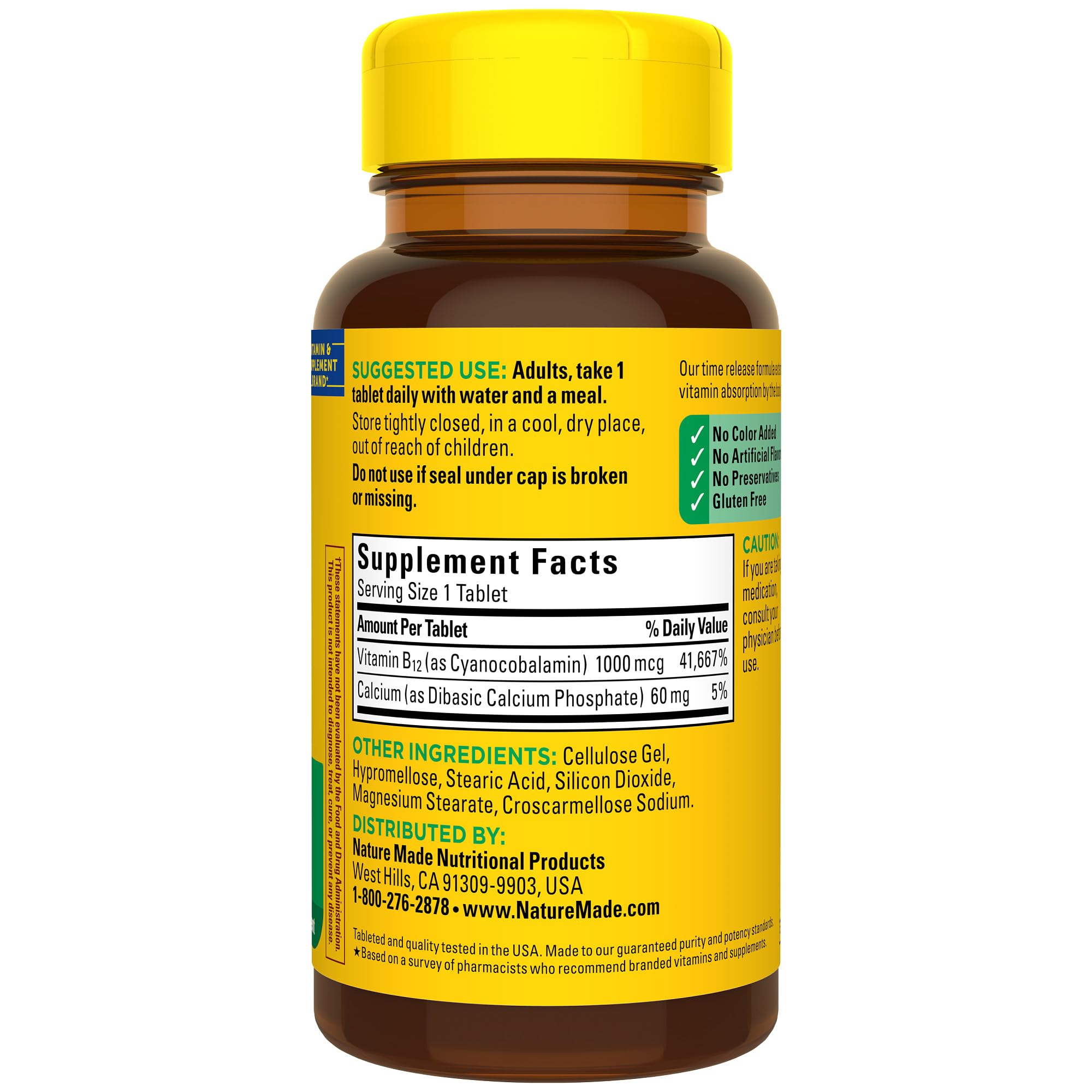 Nature Made B12 75-day supply concept with calendar reminder