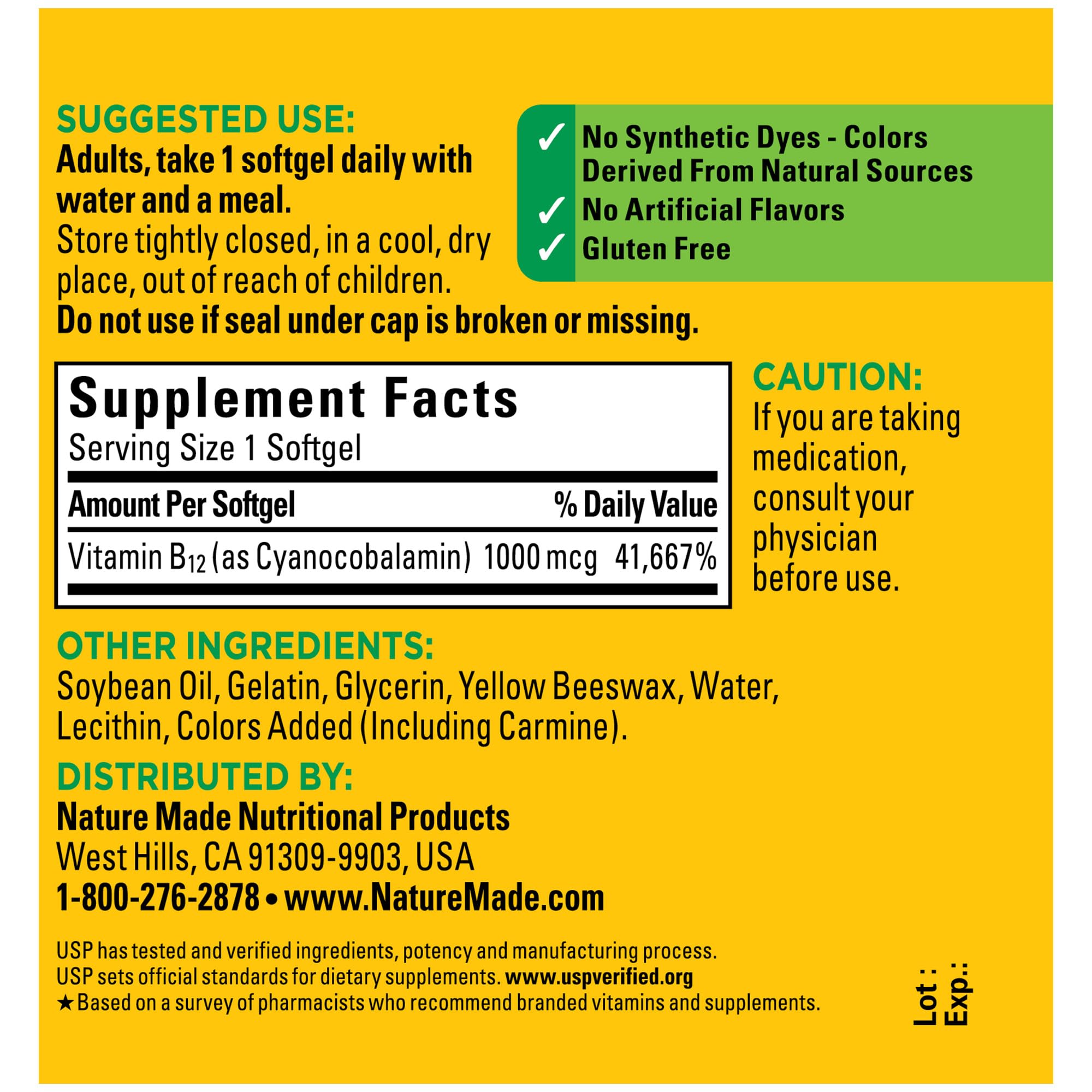 Nature Made B12 softgel may help reduce daytime fatigue.