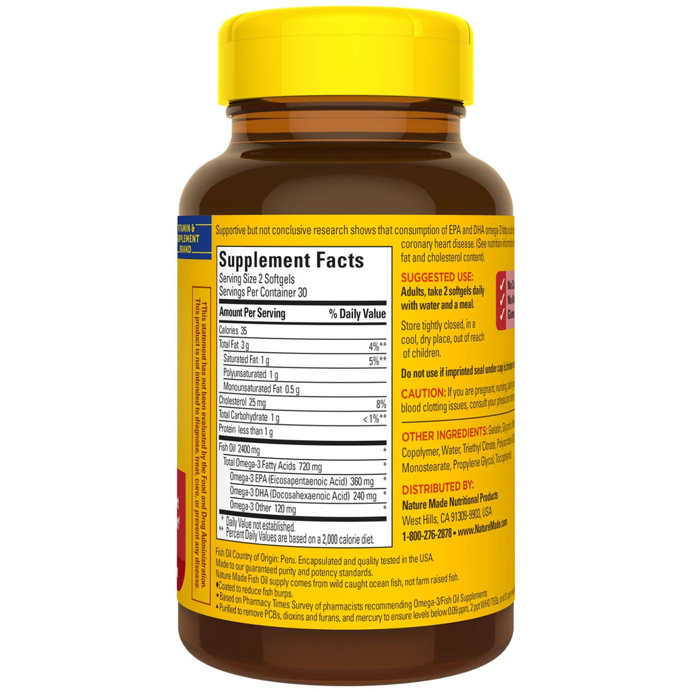 Nature Made Bottle with measuring label for clear dosing.
