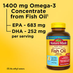 Nature Made Burp Less Ultra Omega-3 softgels lemon scent reduces aftertaste during use.