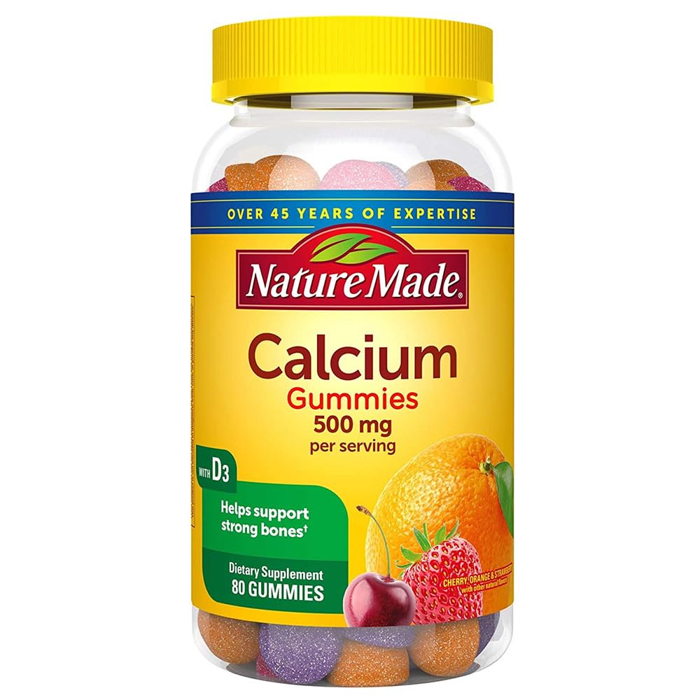 Nature Made Calcium Adult Gummies bottle-3-pack on shelf for easy daily intake.