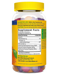 Nature Made Calcium Adult Gummies bottle label highlights calcium content and serving size.