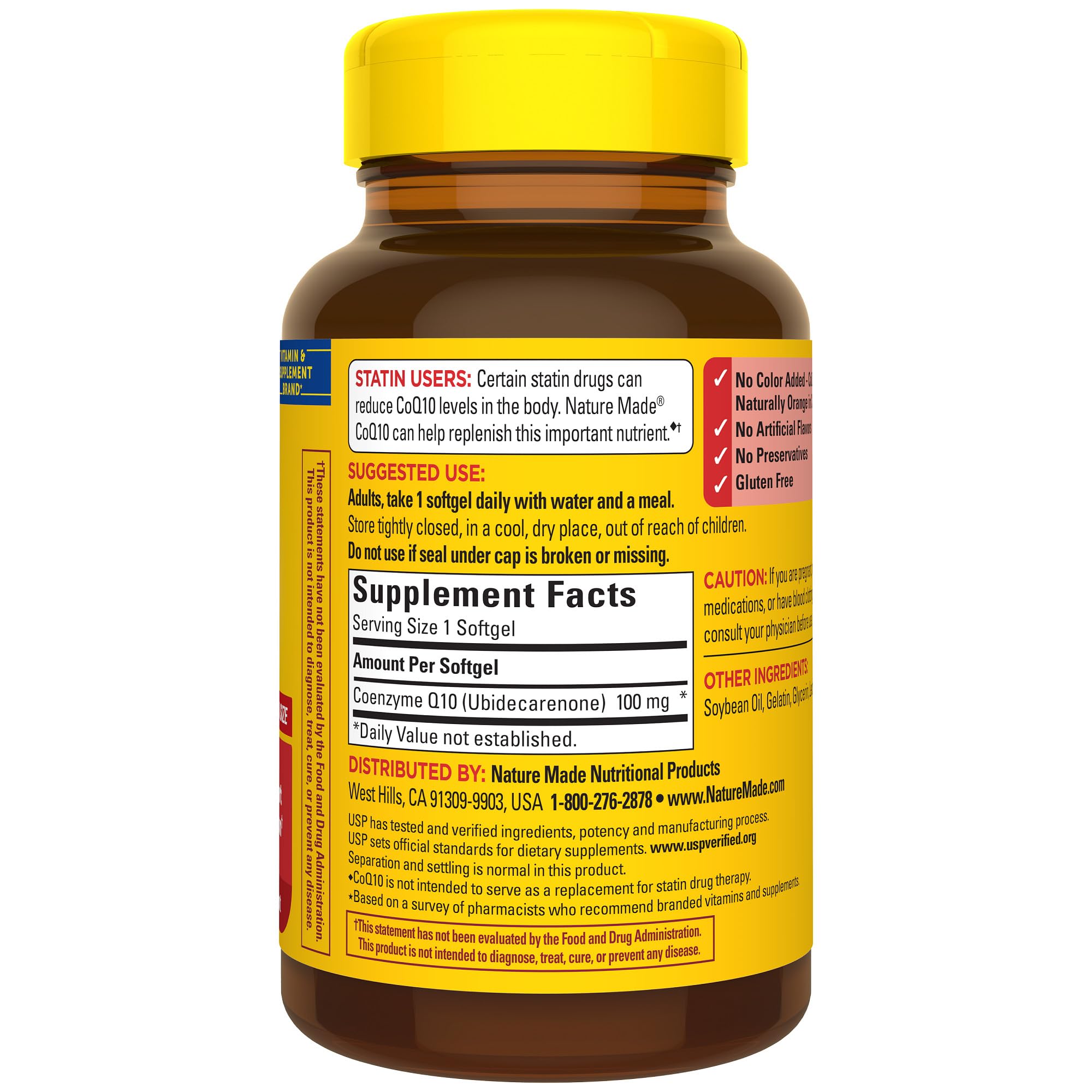 Nature Made CoQ10 USP seal on packaging for reliability