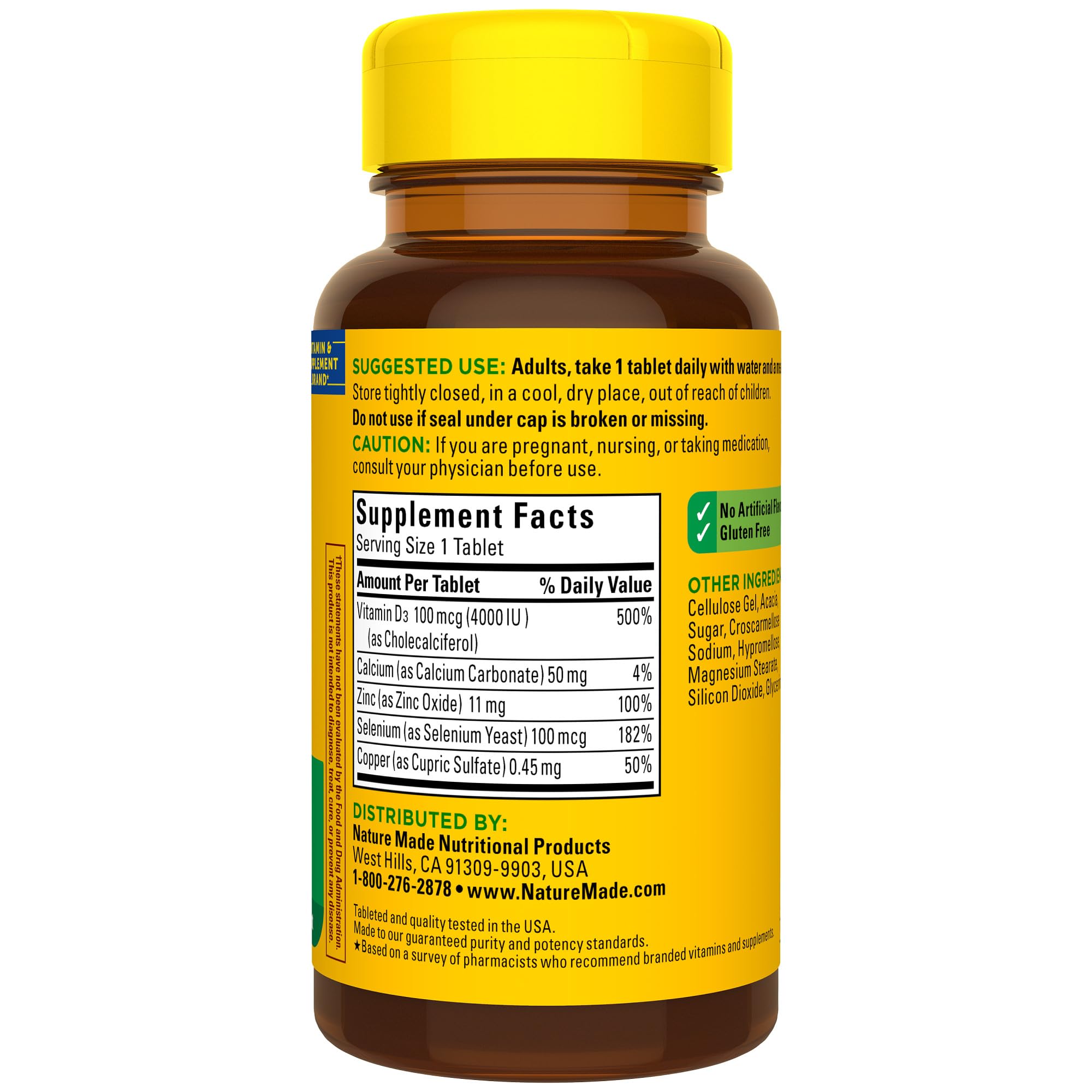 Nature Made dosage information aids planned daily intake.