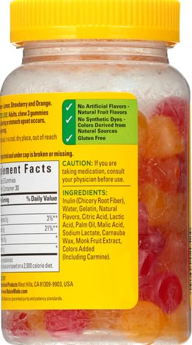 Nature Made Fiber 6 g gummies lemon flavor close-up
