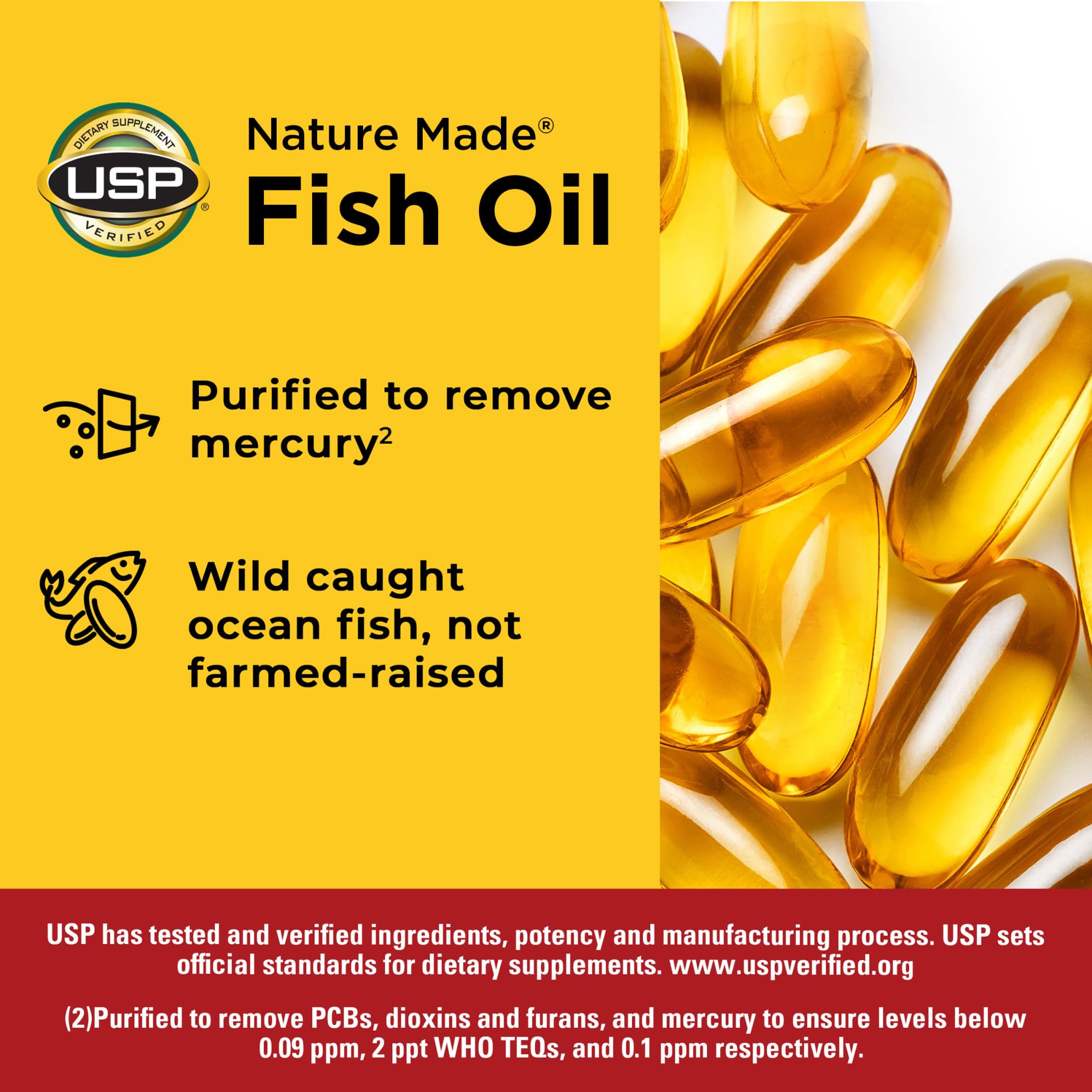 Illustration of EPA and DHA content in Nature Made fish oil